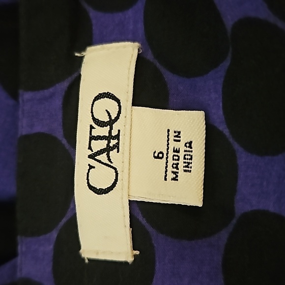 VTG CATO 1990s Purple and Black Polka Dot Pleated Circle Skirt - Picture 6 of 8